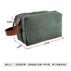 Large Capacity Men's Canvas Wash Bag – Durable Razor Storage & Cosmetic Bag with Ample Space for Travel Essentials - SJB-DIAMOND ELITES