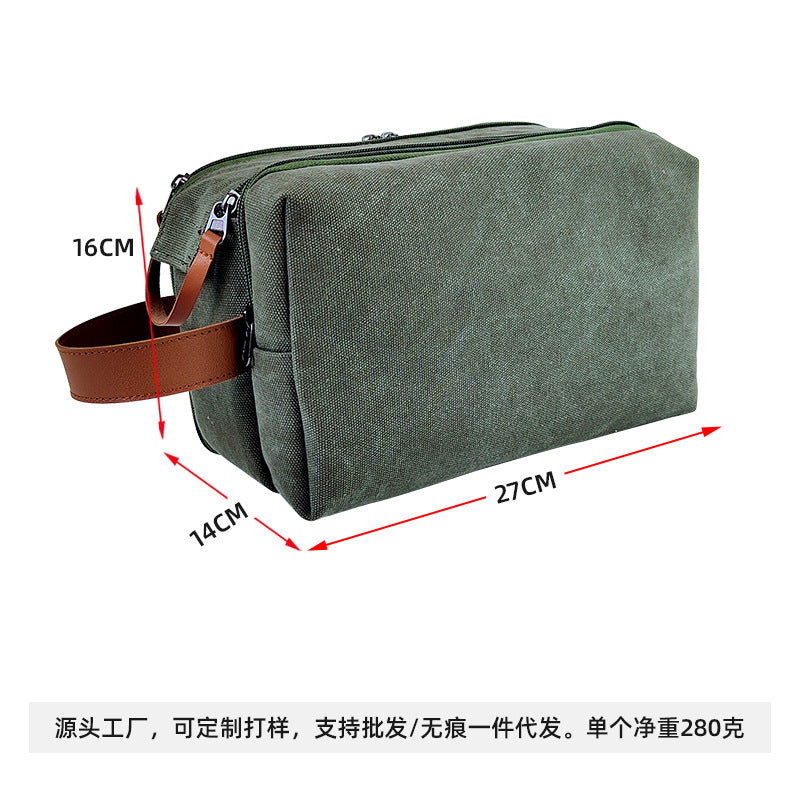 Large Capacity Men's Canvas Wash Bag – Durable Razor Storage & Cosmetic Bag with Ample Space for Travel Essentials - SJB-DIAMOND ELITES