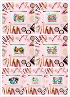 Linen printed cosmetic bag, cosmetic lipstick storage bag, small simple zipper evening clutch bag, - SJB-DIAMOND ELITES