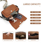 Women's small crossbody bag with flaps, multifunctional small square bag, wide shoulder strap mail carrier women's bag contrasting colors