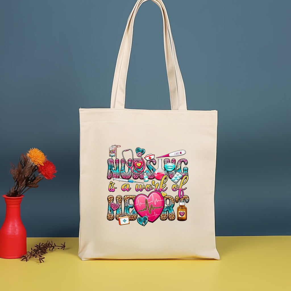 Canvas printed shoulder bag, fashionable and lightweight shopping bag, large-capacity cotton bag 2pcs hobo. - SJB-DIAMOND ELITES