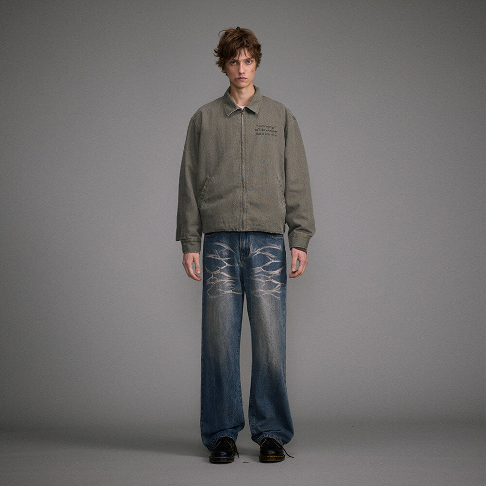 Washed Straight Jeans Men's Casual Long Pants Lootquake LLC