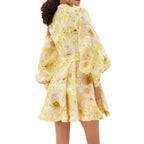 Belt Lantern Sleeve Holiday Swing Dress Lootquake LLC