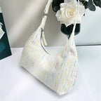 Chic Knitted Underarm Bag - Stylish Women's Summer Canvas Shoulder Bag & Small Girls Handbag Hobo