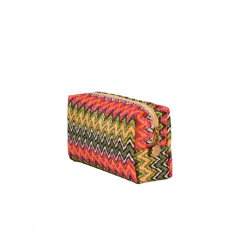 Woven cosmetic bag, change lipstick storage bag, portable cosmetic bag retro m travel travel square bag small - SJB-DIAMOND ELITES