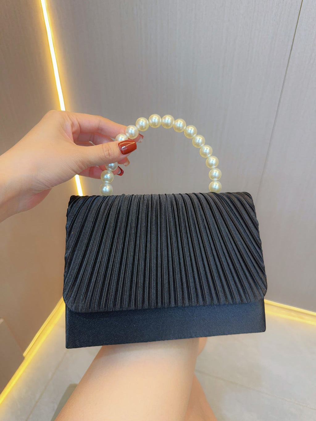 Women's Handheld Bag, Unique French Pleated Evening Dress Bag, Crossbody Handheld Banquet Bag - SJB-DIAMOND ELITES