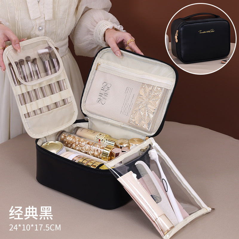 Makeup bag with compartments, makeup bag organizer, 6 large divisions portable large capacity high-end makeup bag, travel makeup brush cosmetic storage bag - SJB-DIAMOND ELITES