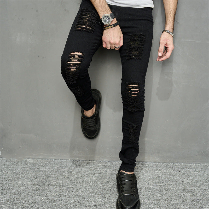 Men's Leisure Ripped Denim Feet Personality Trendy Jeans Lootquake LLC