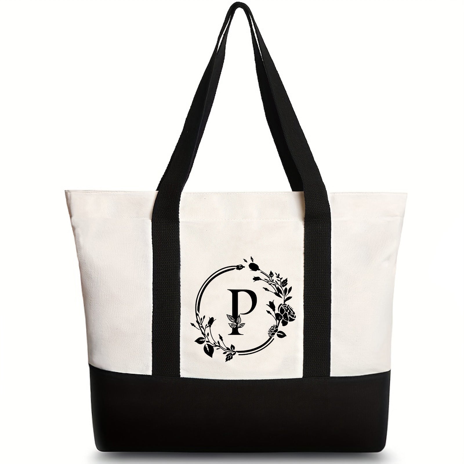 Canvas shoulder bag, large capacity letter print tote bag, women's fashion lightweight portable gift bag - SJB-DIAMOND ELITES