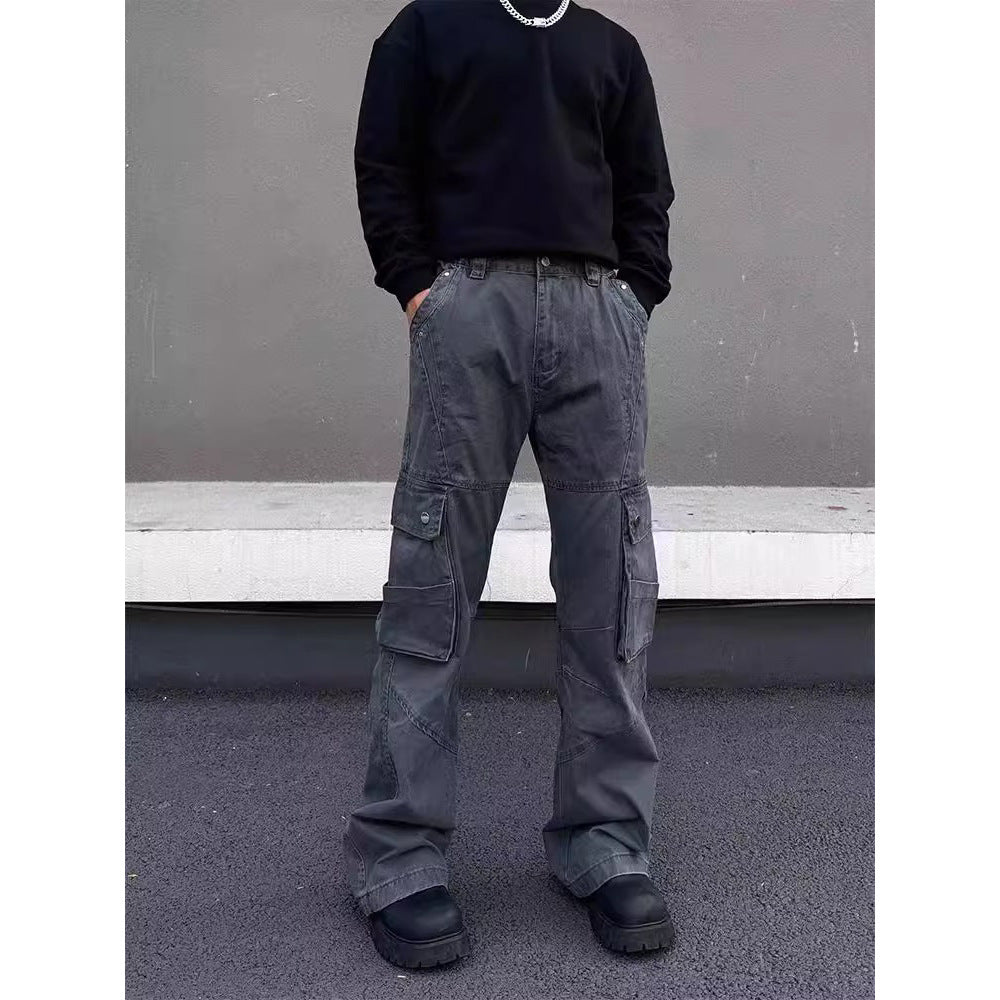 Retro Street Large Workwear With Pocket Casual Pants Lootquake LLC