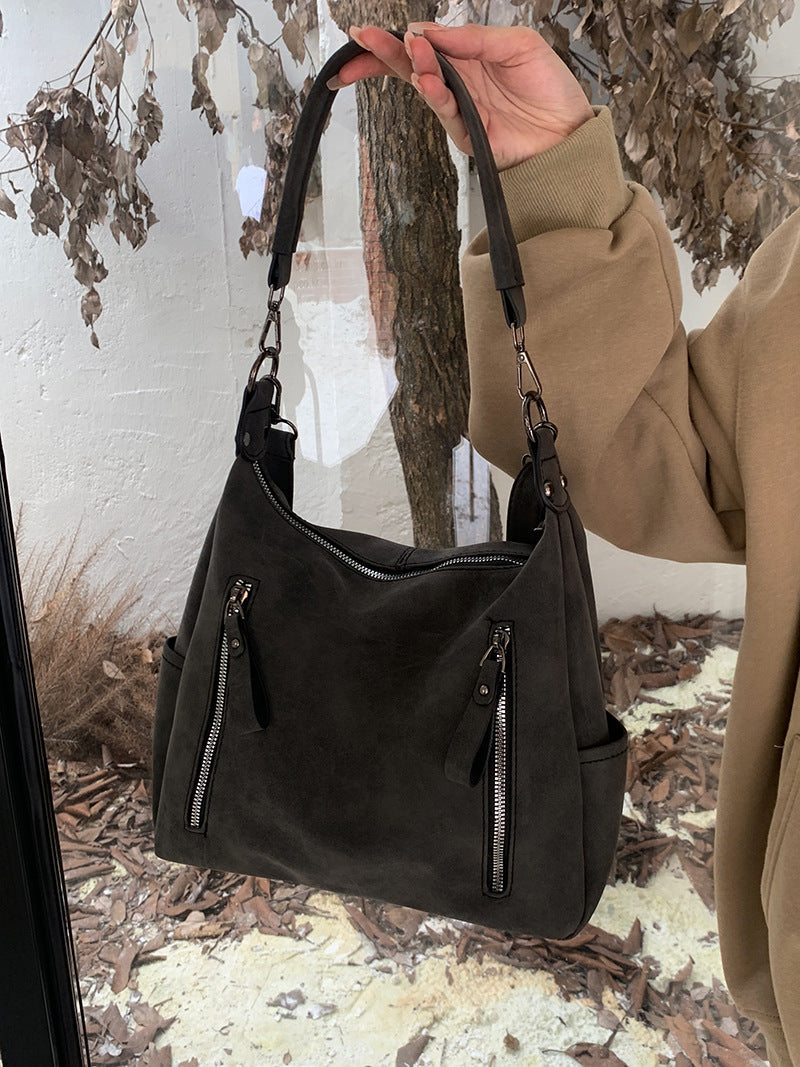 Vintage large capacity hobo bag for women, women's fashion tote bag, textured portable commuter bag - SJB-DIAMOND ELITES
