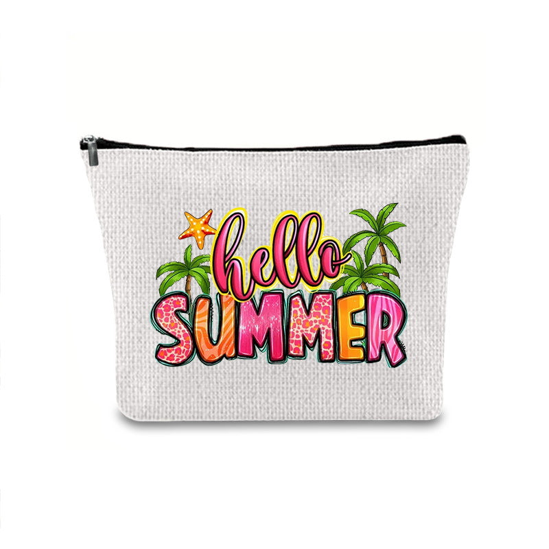 Linen printed cosmetic bag, cosmetic lipstick storage bag, small simple zipper evening clutch bag, - SJB-DIAMOND ELITES