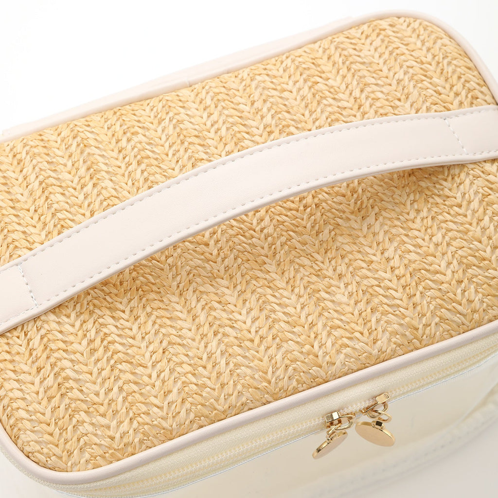 Large capacity PVC straw makeup bag for women,Portable travel toiletry bags, cosmetics portable storage bags, lightweight makeup bags, - SJB-DIAMOND ELITES