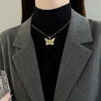 Titanium Steel Micro-inlaid Portrait Butterfly Zircon Necklace Lootquake LLC