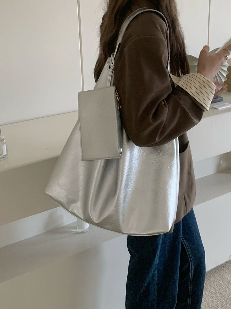 Casual Versatile Commuter hobo bag for women, Large Capacity Soft Pitot Bag, Student Class Shoulder Bag for Women 2 in 1 - SJB-DIAMOND ELITES