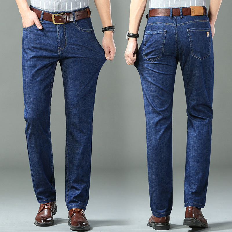 Thin Summer Cotton Elastic Ice Silk Quality Mid-high Waist Jeans Lootquake LLC