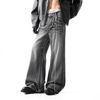 Loose Micro-flared Washed Distressed Lightning Jeans Lootquake LLC