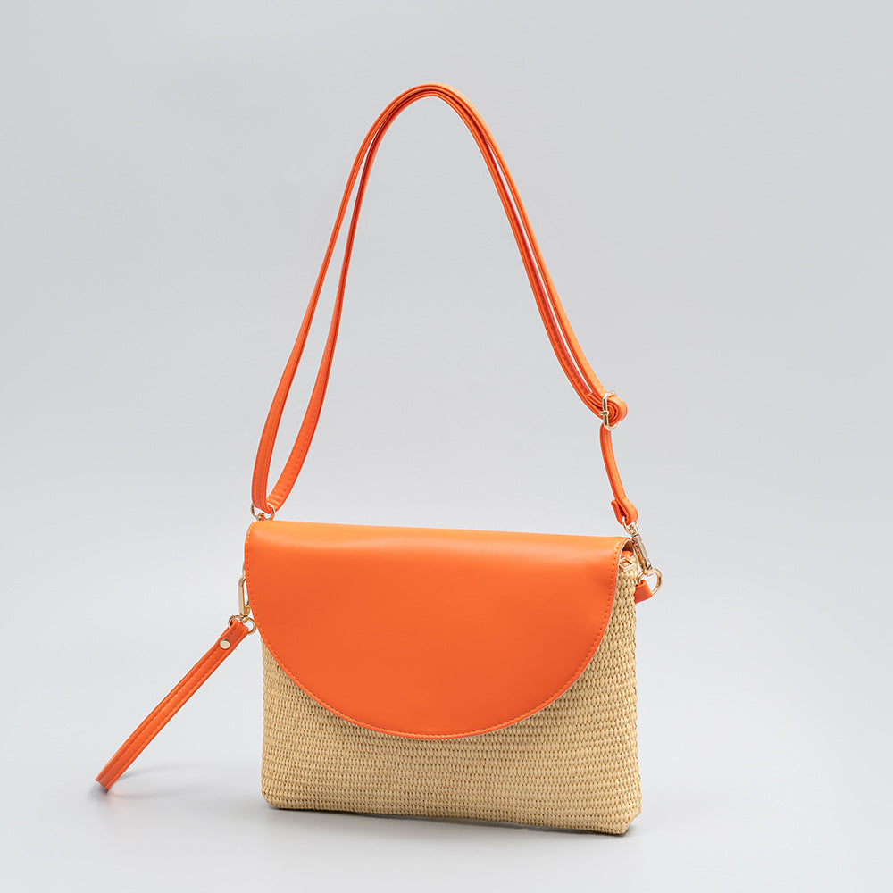 Holiday straw bag, small solid color shoulder bag, small crossbody beach bag, seaside beach bag evening clutch woven bag women - SJB-DIAMOND ELITES