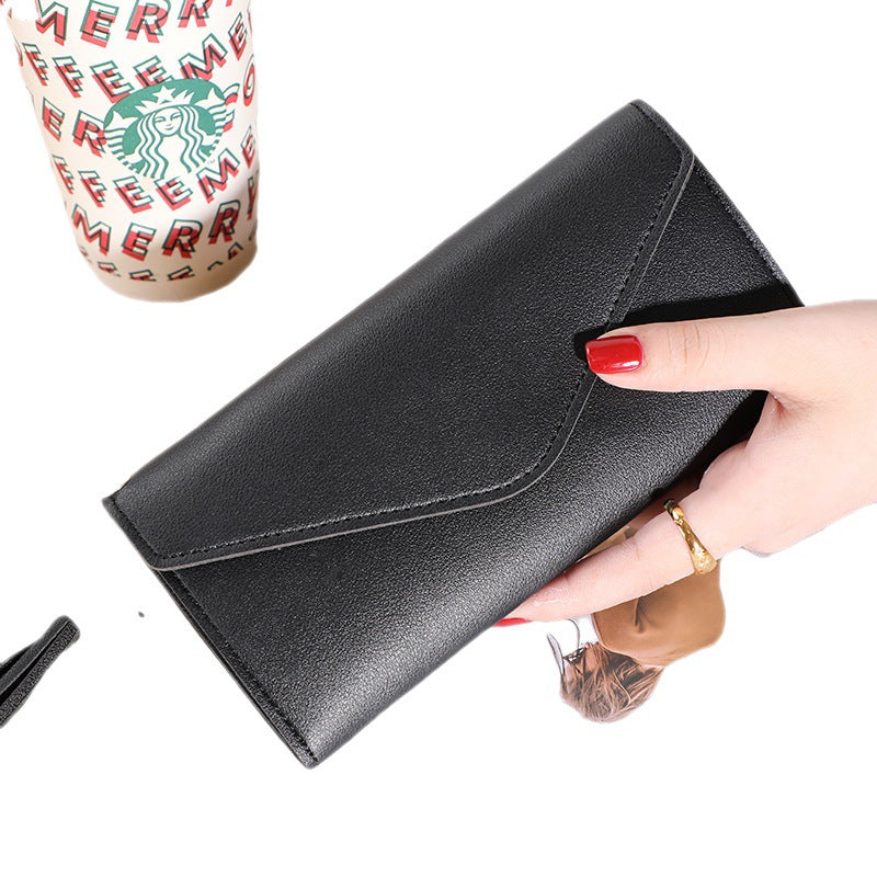 Wallet women's long, fringed three-fold flip clutch bag, simple women's wallet evening - SJB-DIAMOND ELITES