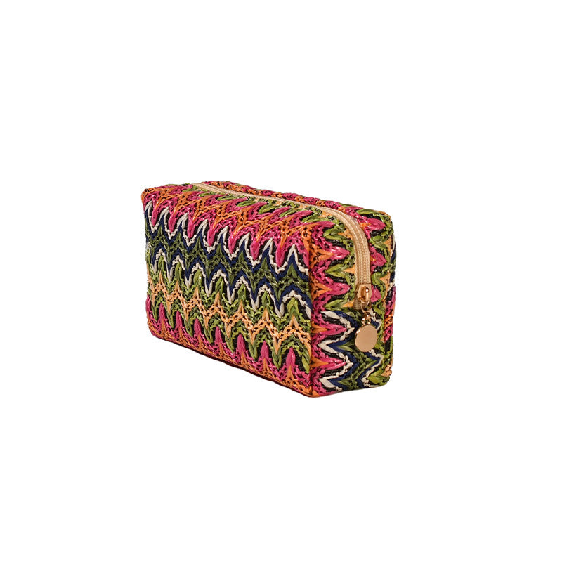 Woven cosmetic bag, change lipstick storage bag, portable cosmetic bag retro m travel travel square bag small - SJB-DIAMOND ELITES