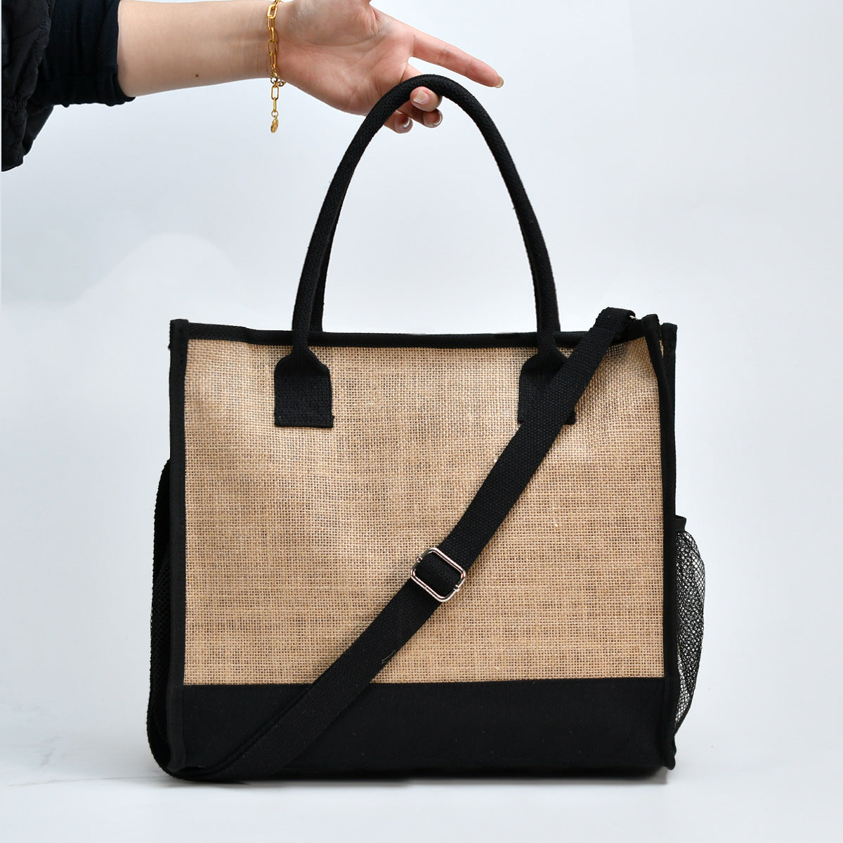Linen tote shoulder bag, large capacity messenger tote bag, shoulder strap removable storage bag, lightweight tote purse - SJB-DIAMOND ELITES