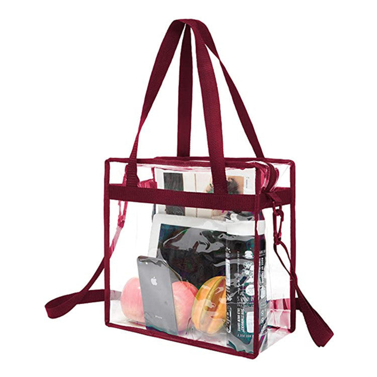 PVC transparent bag, square oversized travel tote bag, storage bag portable shoulder shopping bag, clear bag for stadium events - SJB-DIAMOND ELITES
