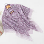 MH072 Square Floral Print Wavy Cut-off Voile Hijab