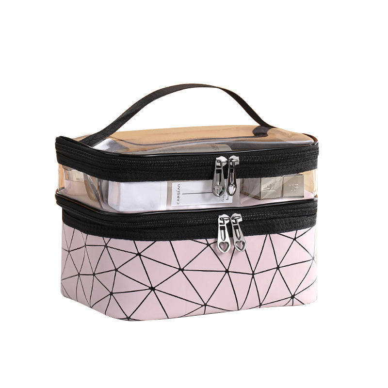 Multifunctional double-layer cosmetic bag, transparent storage bag, travel portable tote bag, large-capacity waterproof toilet bag - SJB-DIAMOND ELITES