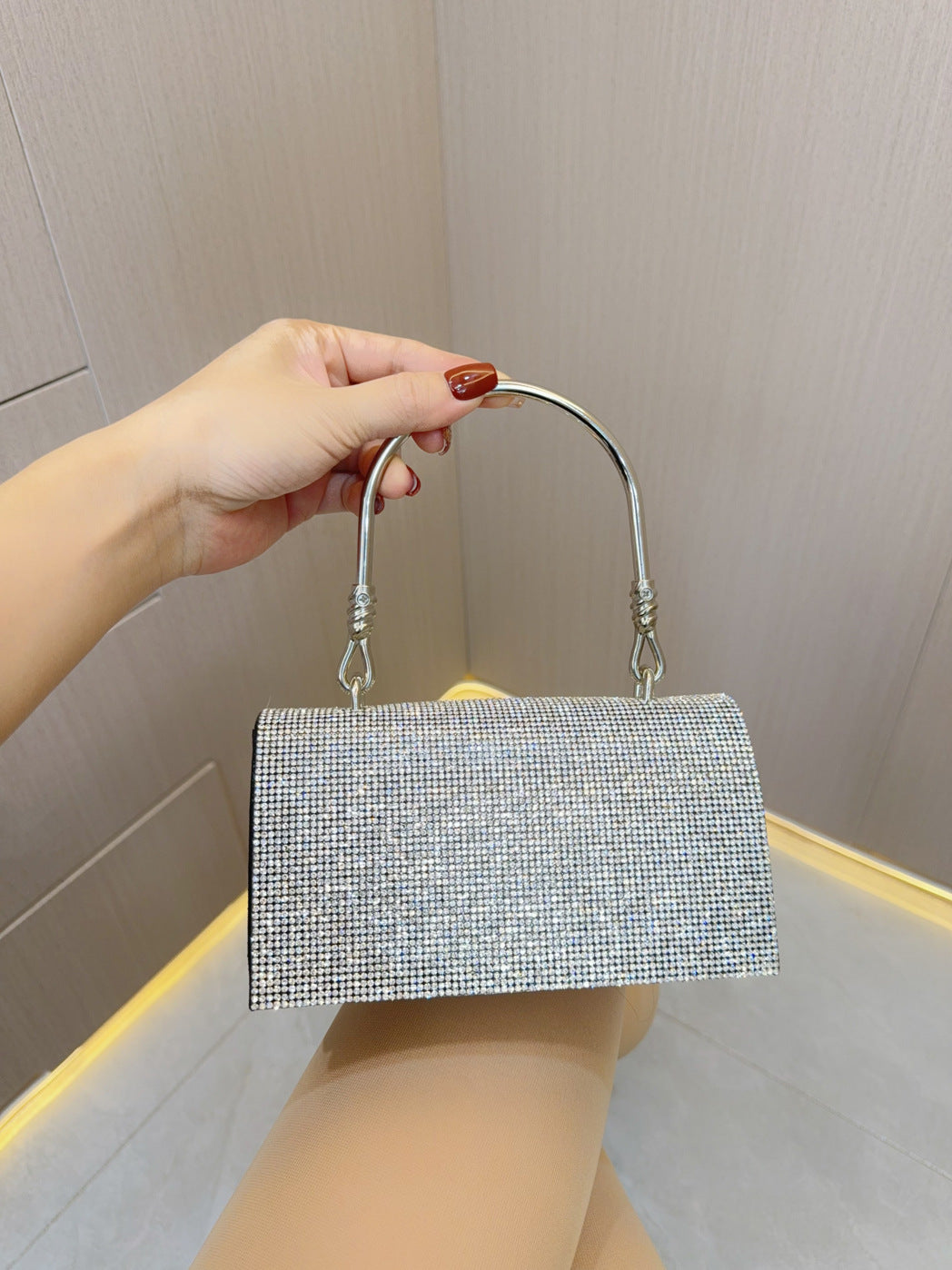 Rhinestone Evening Bag Wedding Birthday Banquet Party Purse Silver Shiny Banquet Clutch Bag Party Prom - SJB-DIAMOND ELITES
