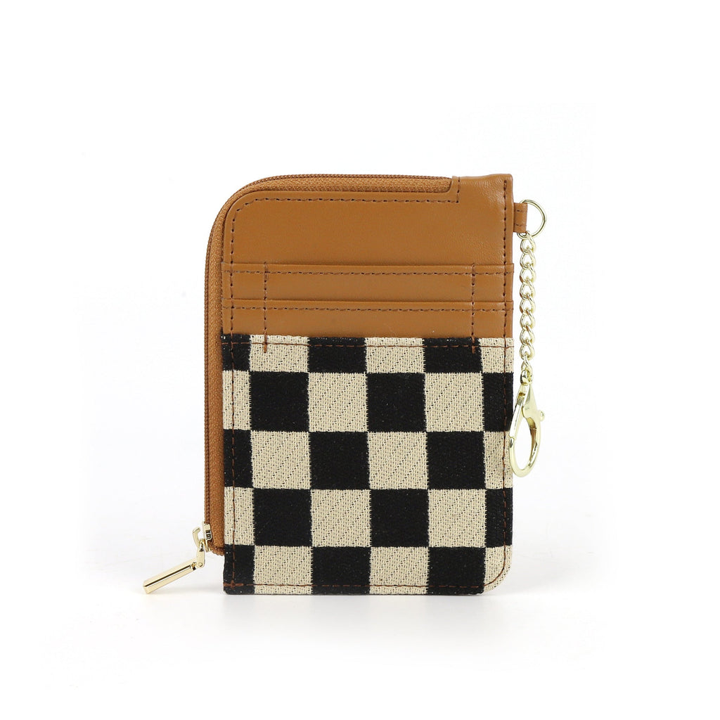 Retro plaid card bag wallet, change bag multi-card slot bank card simple microfiber holder - SJB-DIAMOND ELITES