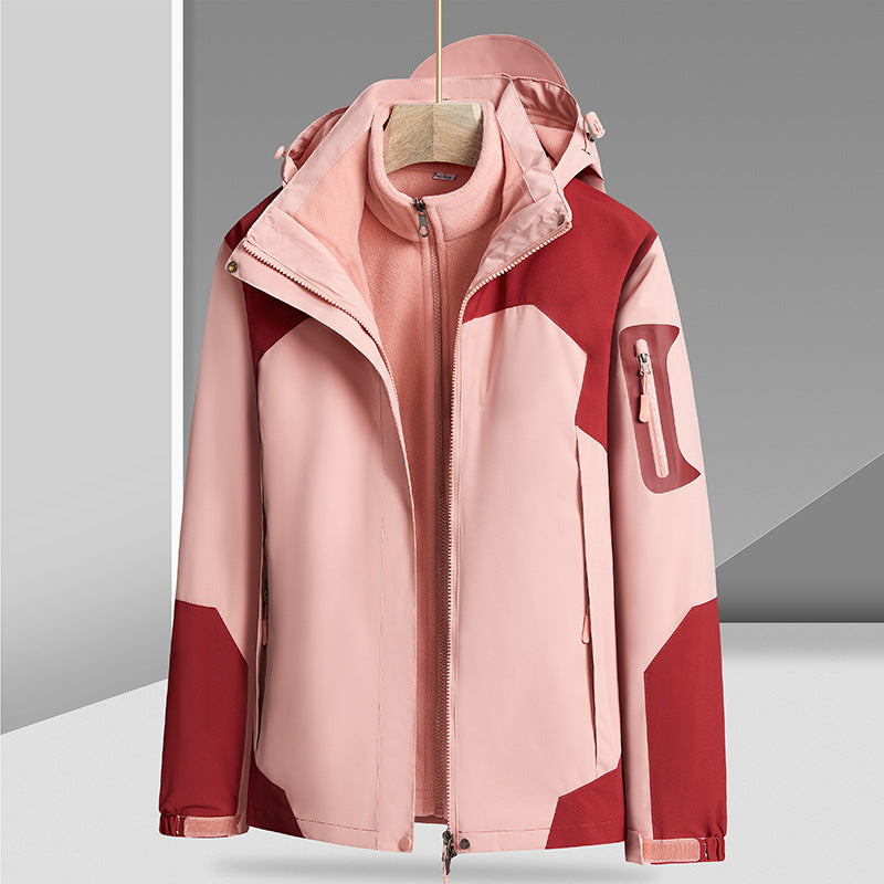 Three-in-one Removable Liner With Velvet Thickening Windproof Waterproof Jacket Pi-Mart