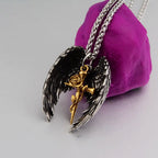 Titanium Steel Vintage Wings Two-piece Pendant Necklace