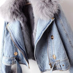 Denim Jacket w Detachable Faux Fur Liner