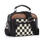 Chessboard double zipper small crossbody bag,Tote small crossbodyPU square bag, Small Crossbody Purse for Women Triple Zip, - SJB-DIAMOND ELITES