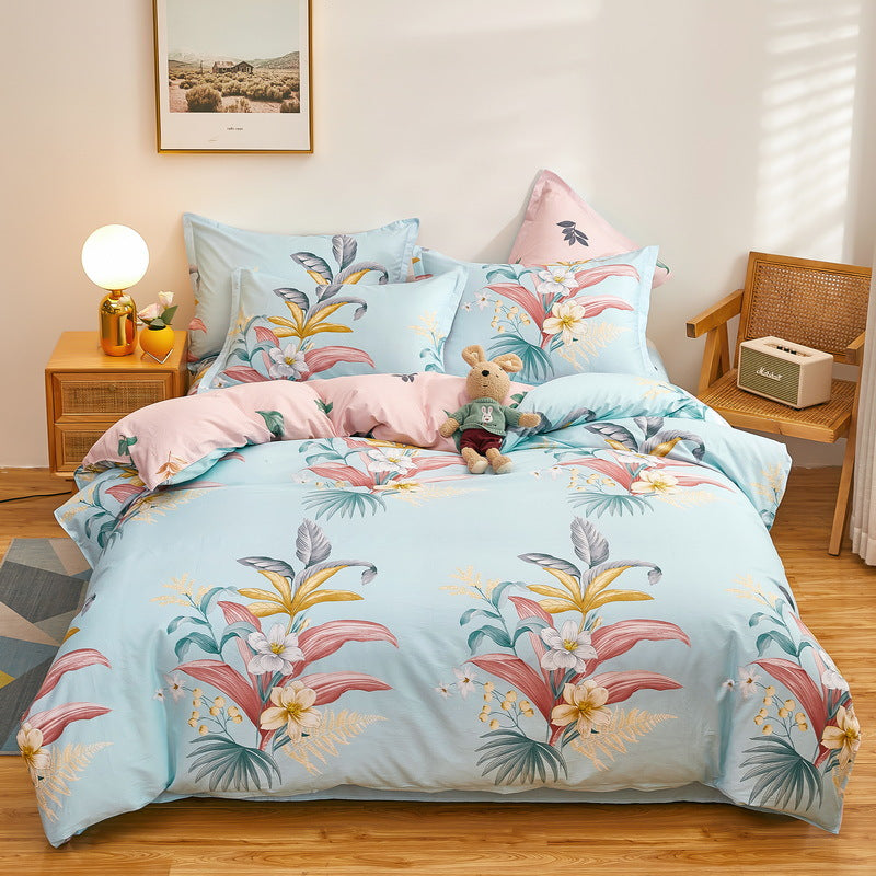 Cotton Duvet Cover One-piece Wholesale Pure Single Double Student Dormitory Bed Sheet Four-piece Set Pi-Mart