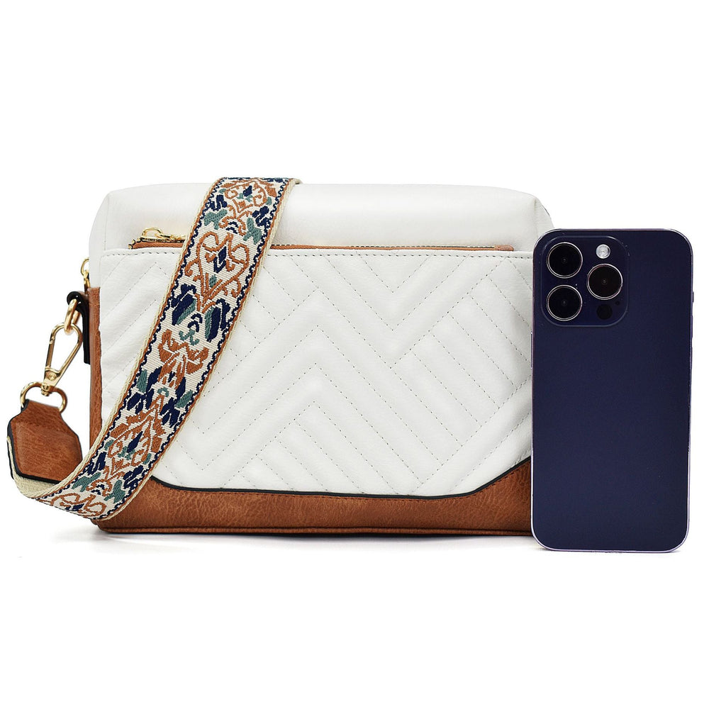 Quilted embroidered grid color matching small women crossbody bag, simple small square bag, shoulder messenger bag - SJB-DIAMOND ELITES