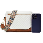 Quilted embroidered grid color matching small women crossbody bag, simple small square bag, shoulder messenger bag - SJB-DIAMOND ELITES