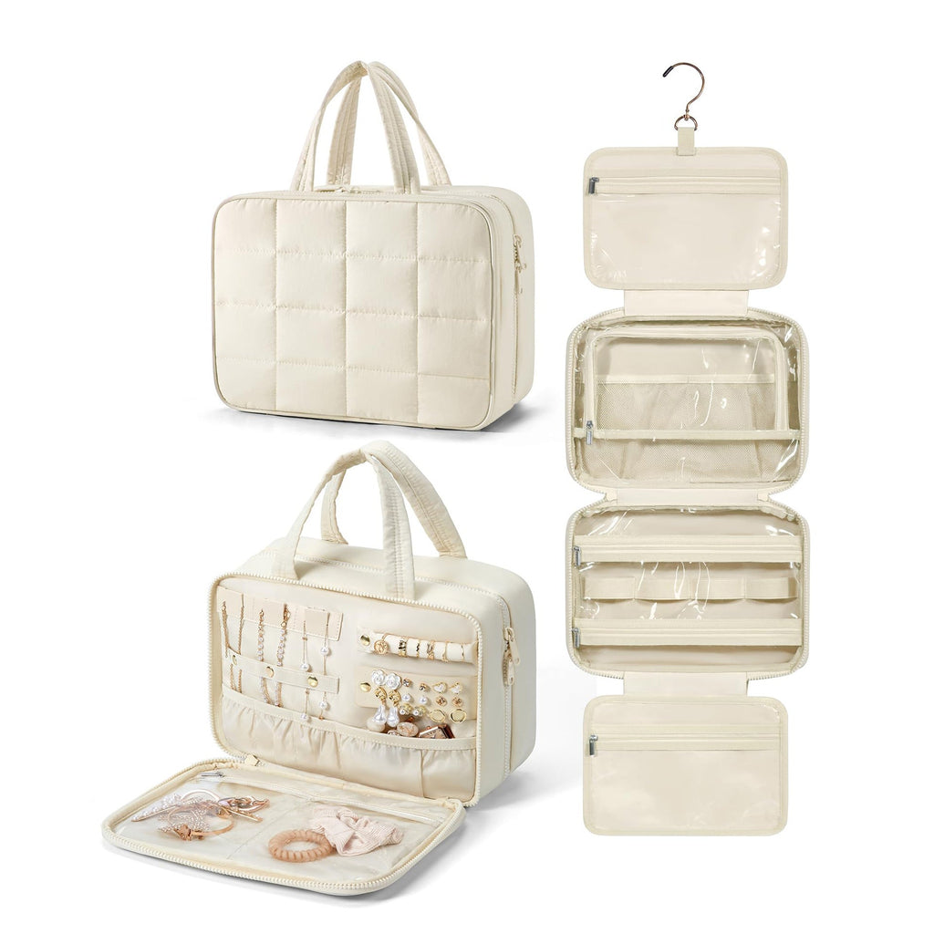Travel toilet bag, with jewelry storage bag, hanging toilet bag, fluffy cosmetic bag, storage bag travel bag, makeup bag with compartments, - SJB-DIAMOND ELITES