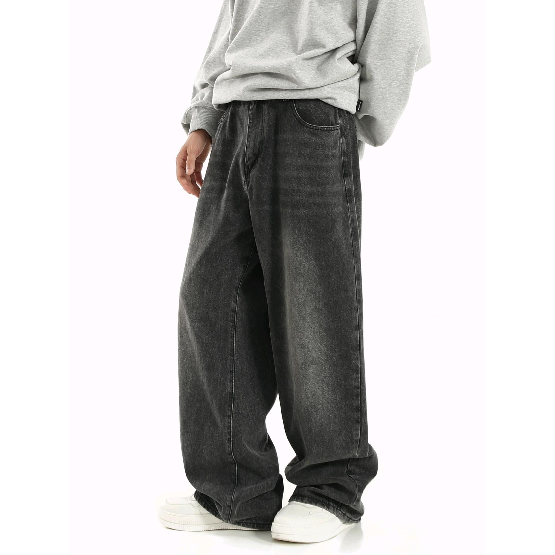 Vintage Smoky Gray Elastic Waist Jeans For Men And Women Lootquake LLC
