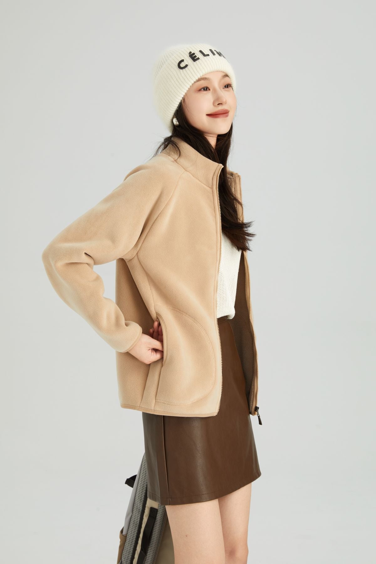 Lambswool Stand Collar Cardigan Short Coat Pi-Mart