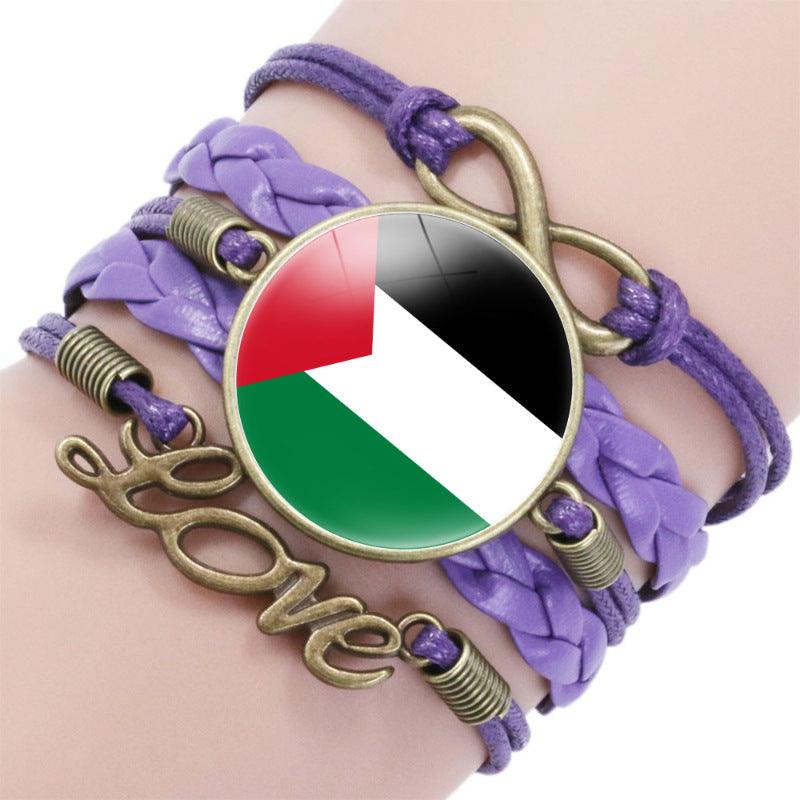 Palestinian flag keffiyeh pattern time gemstone love & ∞ style multi-layered bracelet (MAC080) - SJB-DIAMOND ELITES