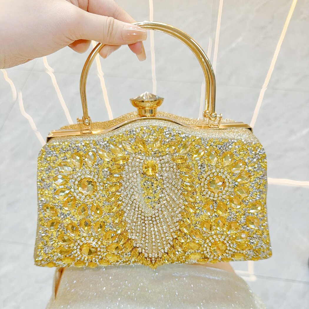 Nightout bag with diamond inlaid carrying bag, ladies banquet single shoulder crossbody carrying bag - SJB-DIAMOND ELITES
