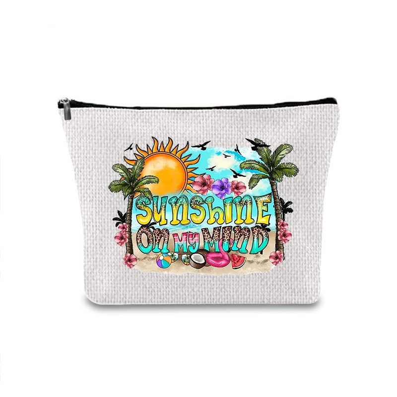 Linen printed cosmetic bag, cosmetic lipstick storage bag, small simple zipper evening clutch bag, - SJB-DIAMOND ELITES