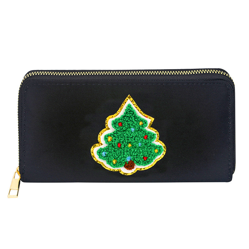 Women's alphabet embroidered wallet, long coin purse, nylon zipper ticket holder, multi-function card bag - SJB-DIAMOND ELITES