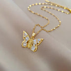 Titanium Steel Micro-inlaid Portrait Butterfly Zircon Necklace Lootquake LLC