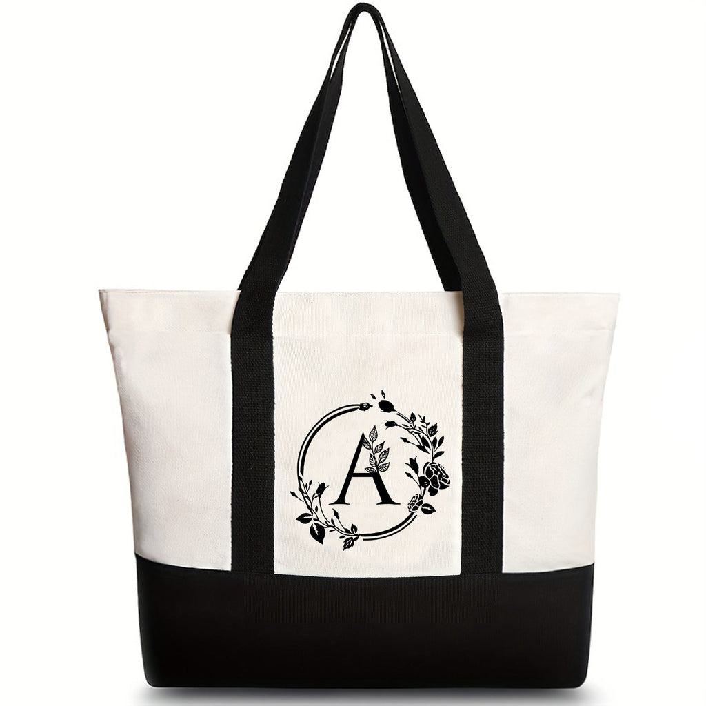 Canvas shoulder bag, large capacity letter print tote bag, women's fashion lightweight portable gift bag - SJB-DIAMOND ELITES
