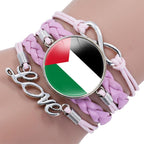 Palestinian flag keffiyeh pattern time gemstone love & ∞ style multi-layered bracelet (MAC080) - SJB-DIAMOND ELITES