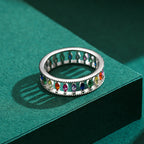 S925 Closed High-grade Rainbow Full Diamond Ring Pi-Mart