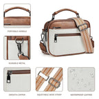 Color matching multifunctional zipper messenger bag, small crossbody square bag, PU shoulder bag adjustment shoulder strap, Crossover Shoulder Bag,Small Crossbody Purse for Women Triple Zip, - SJB-DIAMOND ELITES