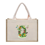 Cotton and linen canvas tote bag, printed letter tote bag, portable light handbag, gift shopping bag - SJB-DIAMOND ELITES